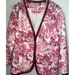 Pink Floral Quilted Jacket Vintage Isaac MIZRAHI LIVE!